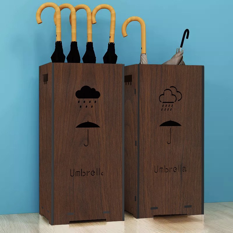 胡桃色雨伞架酒店大堂商用收纳架家用门口创意多功能落地式置物架