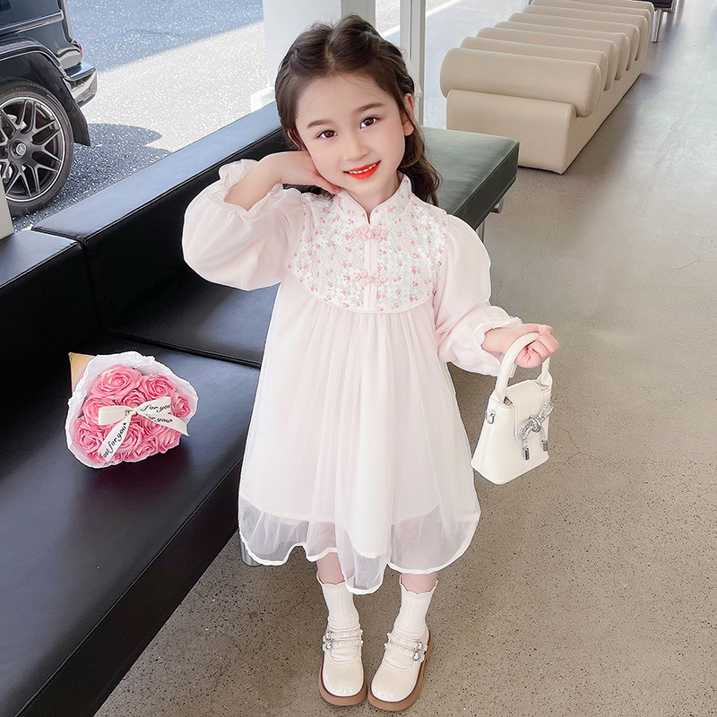 女童洋装秋装2023新款秋季汉服儿童旗袍纱裙女宝宝秋款公主裙子