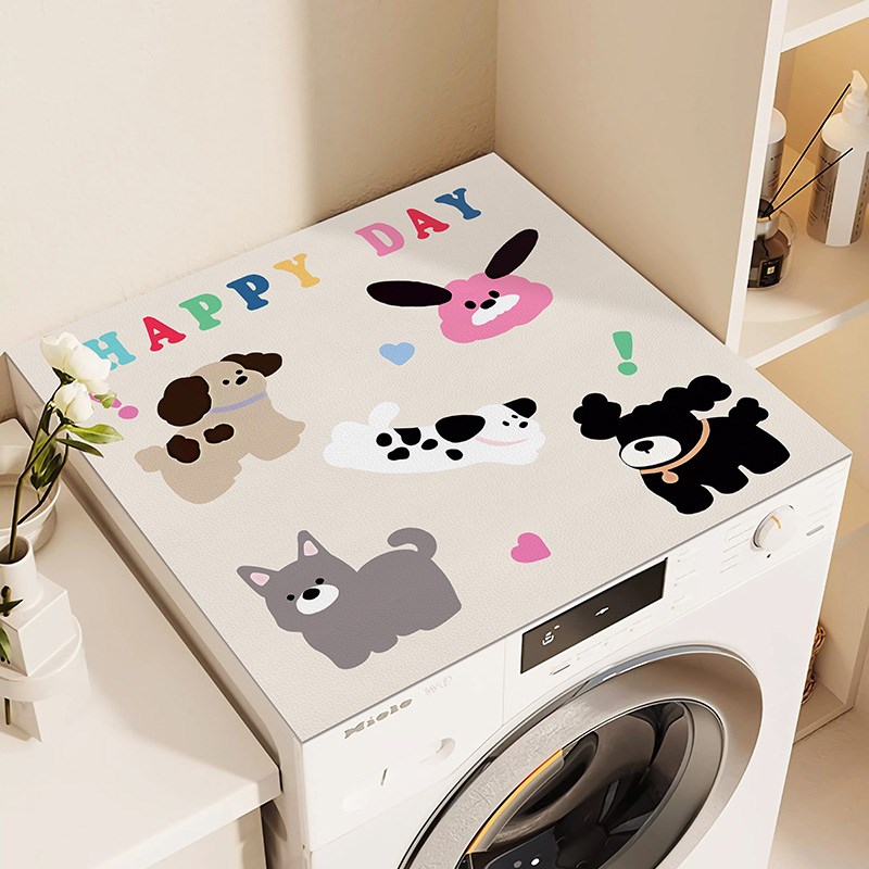 创意涂鸦滚筒式洗衣机垫吸水防滑冰箱微波炉盖子防灰尘床头柜垫布