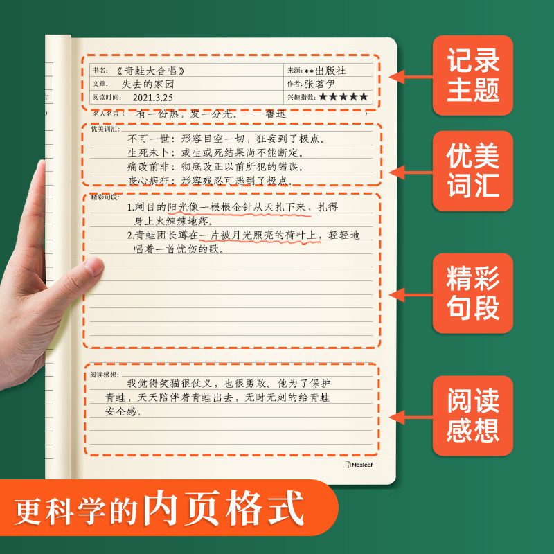 玛丽读书笔记本小学生读书笔记摘抄本阅读摘记记录本好词好句积累