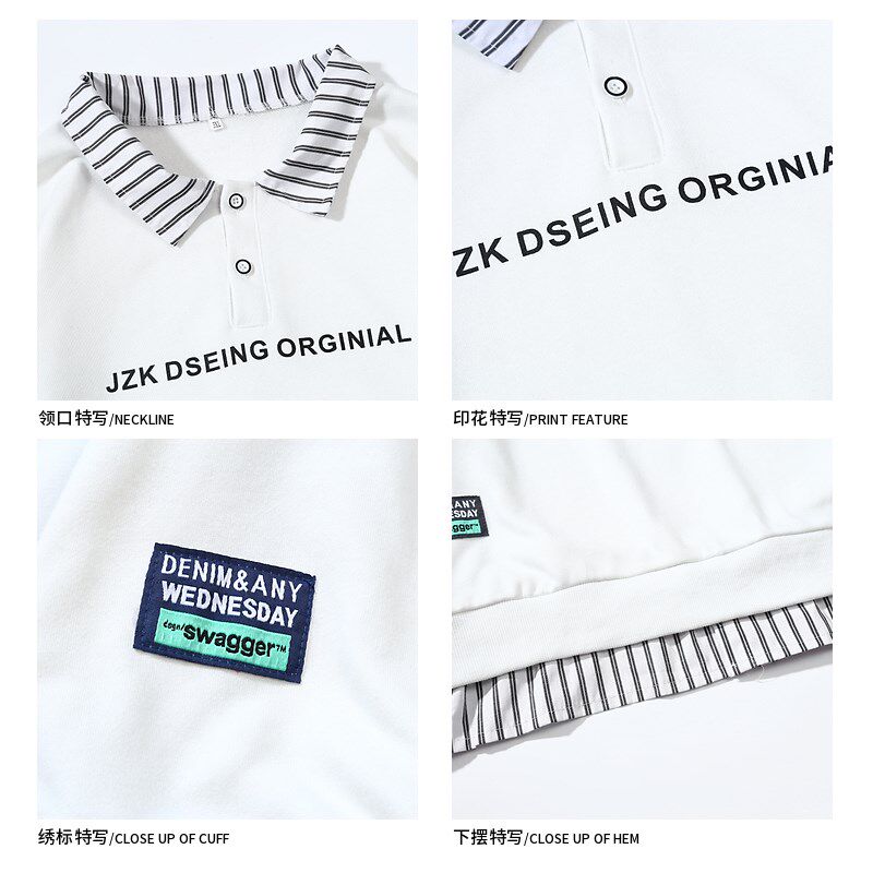 悟空有货潮牌假两件拼接设计感POLO领卫衣男春季宽松百搭休闲长袖