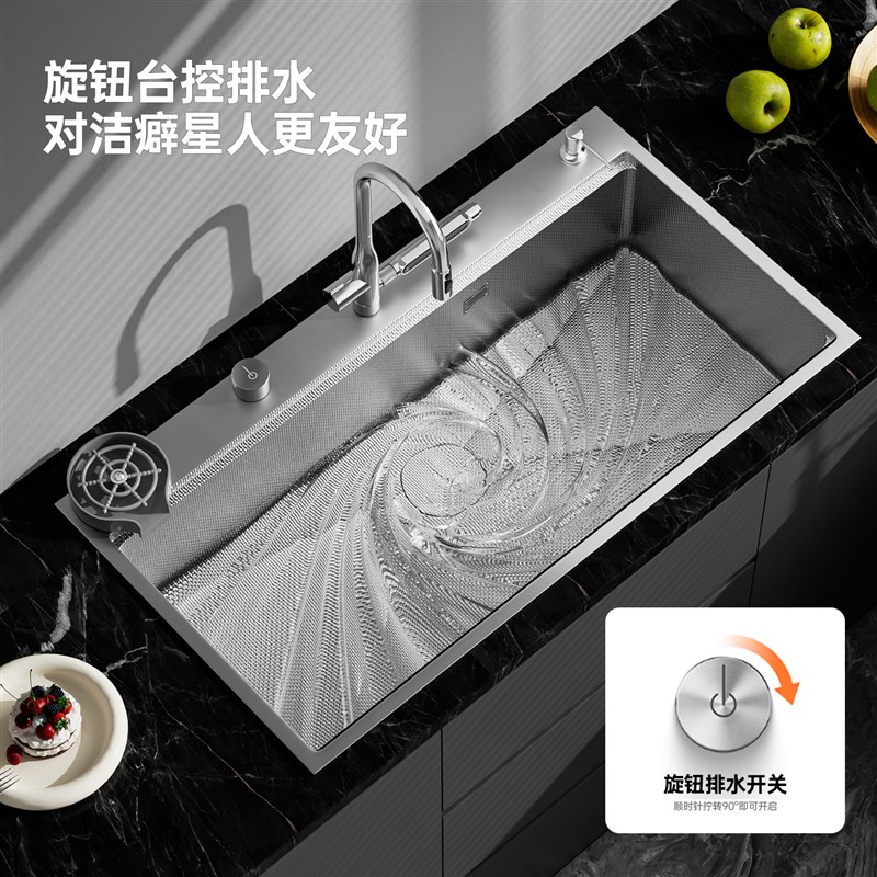 unaxi-x68纳米大单槽加厚洗碗机替换8848水槽枪灰304不锈钢洗菜盆