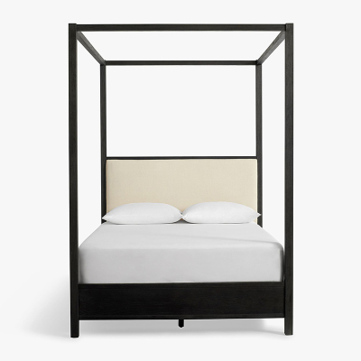 美式做旧黑色法式复古全实木双人床新中式四柱床1.8米架子床婚床