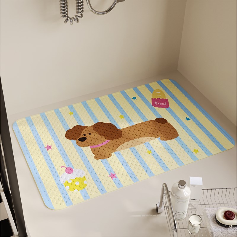 奶油小狗浴室防滑脚垫厕所淋浴房儿童洗澡卫生间防水防摔PVC地垫