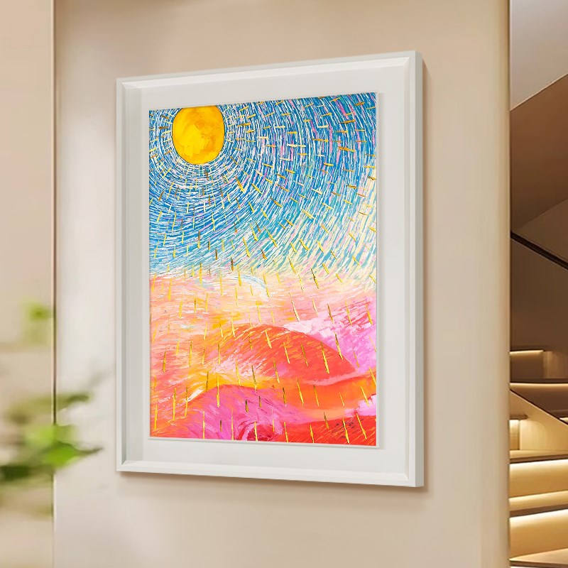 奶油风抽象艺术手绘油画多巴胺客厅卧室肌理画轻奢装饰画玄关挂画