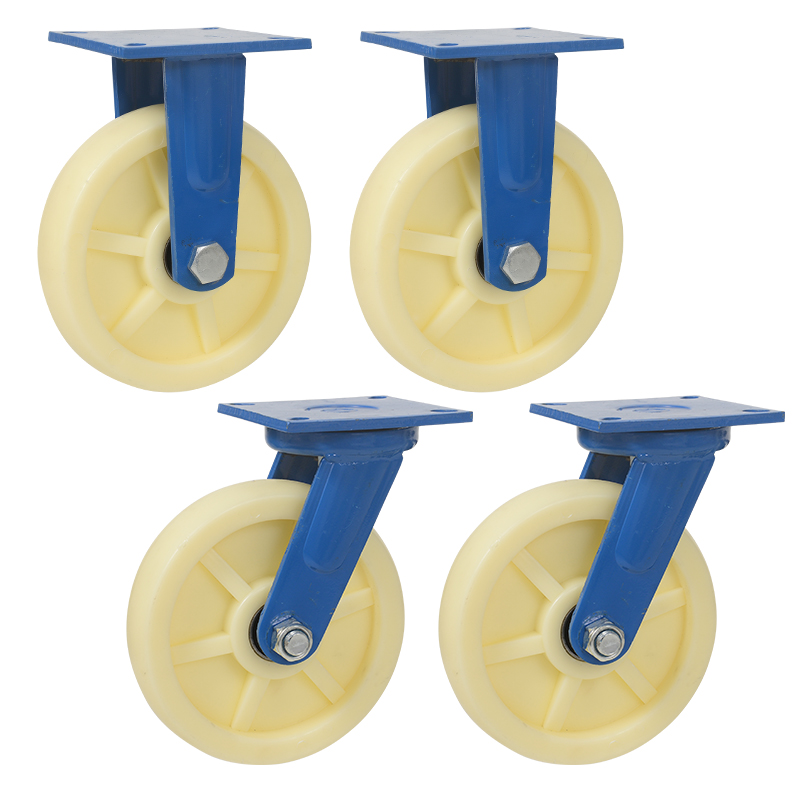 超重型脚轮承重工业尼龙万向轮带刹车68/12寸手推车拖车板车轮子