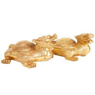 家居装 杨铜记 一对龟 工艺品 饰摆设品 铜龙龟摆件
