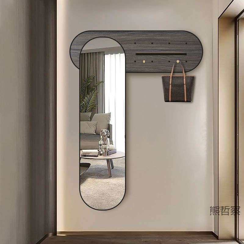 客厅网红全身镜穿衣镜挂衣架一体镜家用壁挂酒店试衣镜入户玄关镜