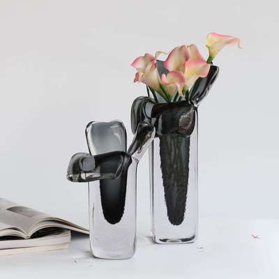 吕林霞剥皮琉璃玻璃花瓶加厚创意开口新品软装装饰摆件工艺品创新