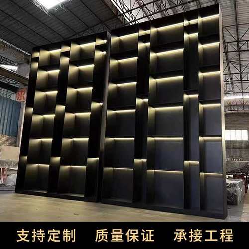高端金属壁龛柜背景墙装饰柜轻奢展厅展示柜别墅不锈钢开放格