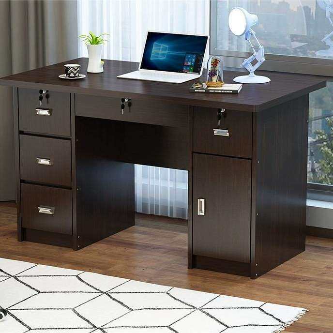 办公电脑桌带主机位写字台带抽屉带锁简约现代台式电脑桌卧室书桌