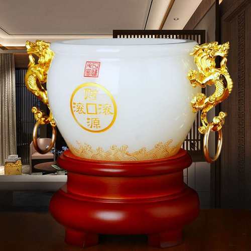 琉璃玉聚宝盆客厅电视柜玄关家居酒柜办公桌乔迁开业礼品聚宝盆