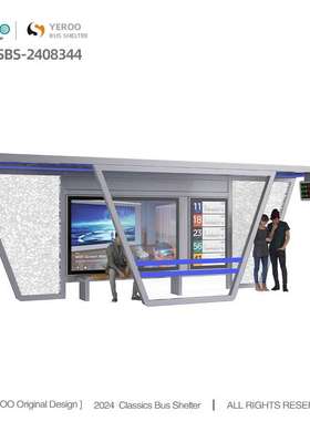 Street Smart Outdoor Metal Bus Stop Shelter with Lightbox