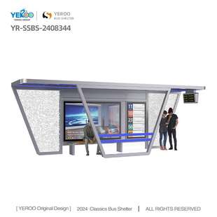 Metal Bus Stop Street with Outdoor Shelter Lightbox Smart