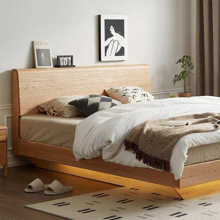 橡木箱体床储物床现代简约原木实木床1米8落地悬浮地暖收纳高箱床