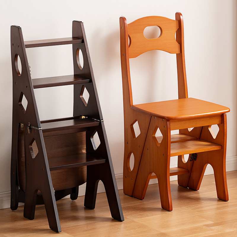 实木梯椅家用梯子椅子折叠伸缩两用梯凳室内登高人字梯楼梯多功能