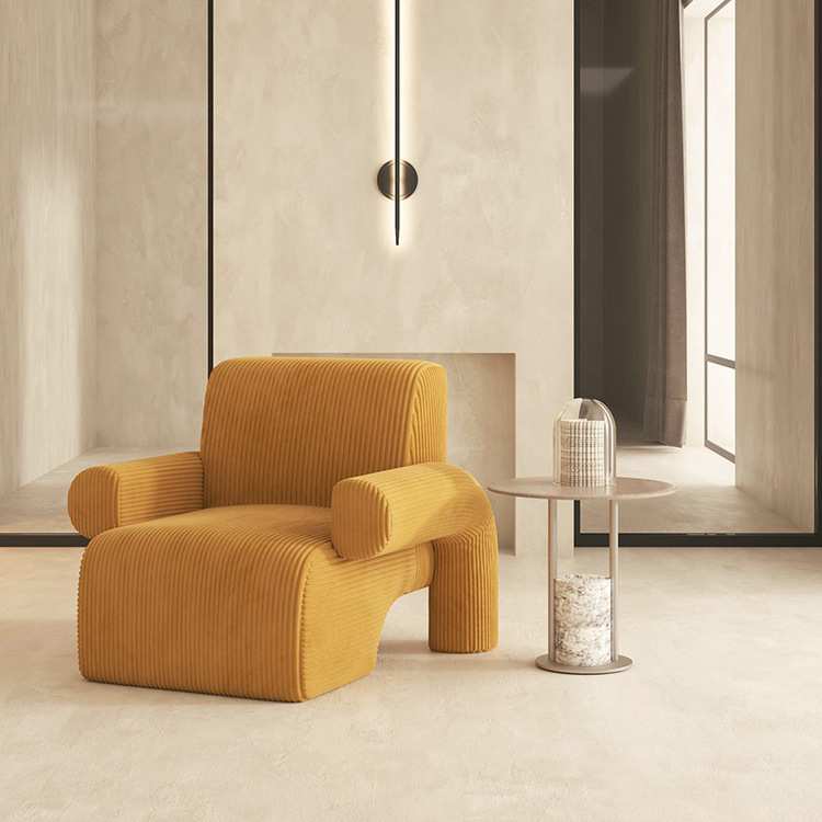 轻奢懒人沙发休闲椅设计师椅北欧短绒椅客厅极简老虎椅旋转单人椅