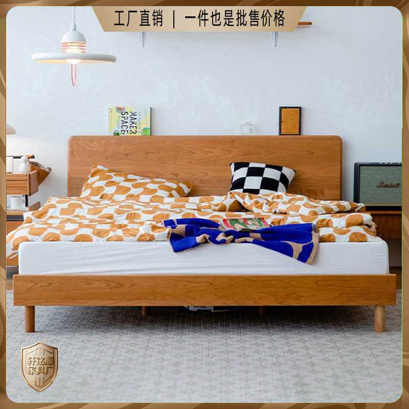原木樱桃木小岛床单双人床日式实木床悬浮床原木单双人床家具组合