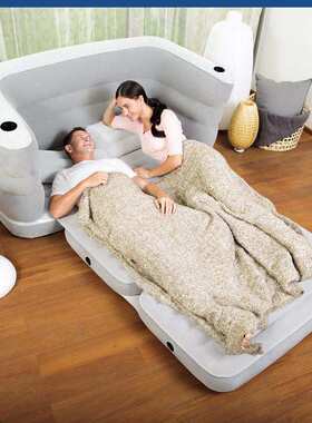 Bestway75063二合一双人植绒沙发床懒人沙发客厅沙发床午休躺椅