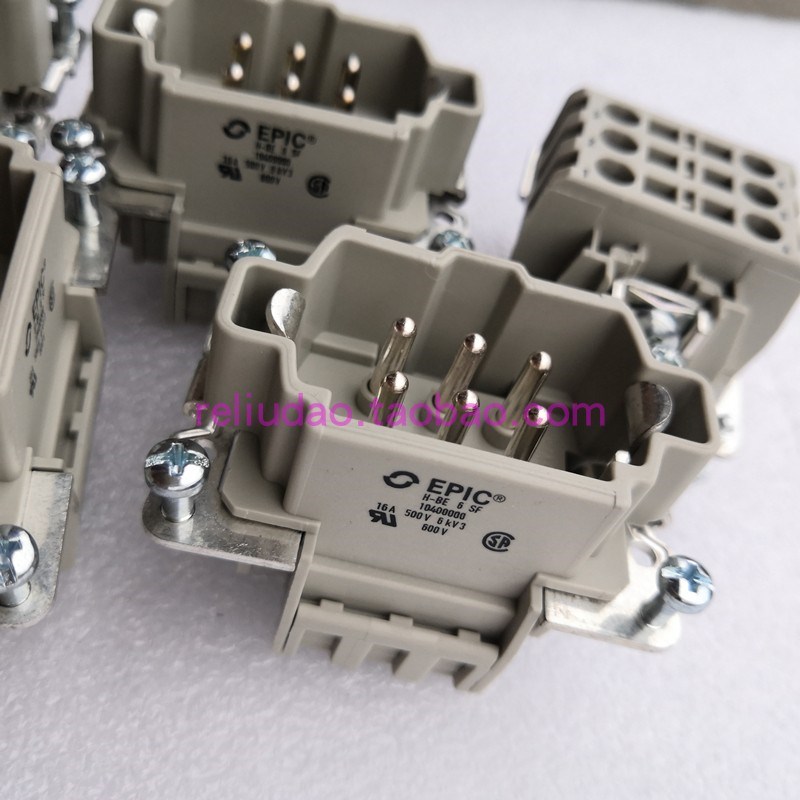 EPIC连接器H-BE-6-SF六针公芯10400000弹片式16A/500V德国新原装
