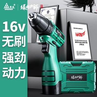 绿林大师手电钻小手枪钻锂转家用电工具电动螺丝刀16.8多功能无刷
