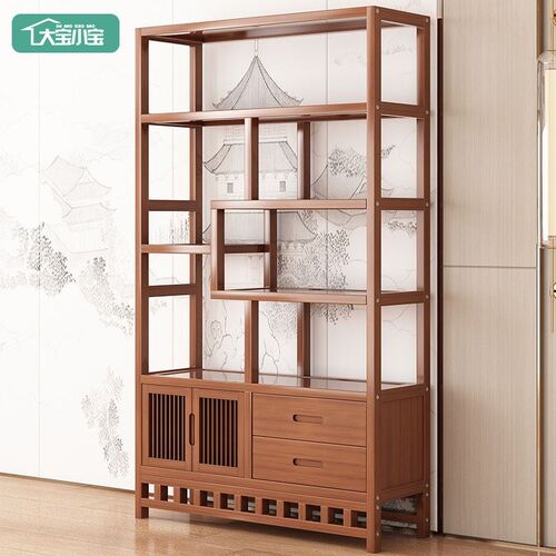 大宝小宝博古架多宝阁茶叶展示柜客厅新中式置物架古摆件柜收纳柜