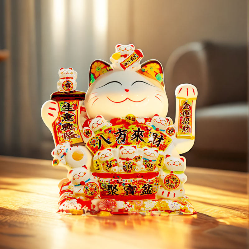 优选招财猫摆件自动摇手店铺开业乔迁礼品八方来财家居客厅发财.