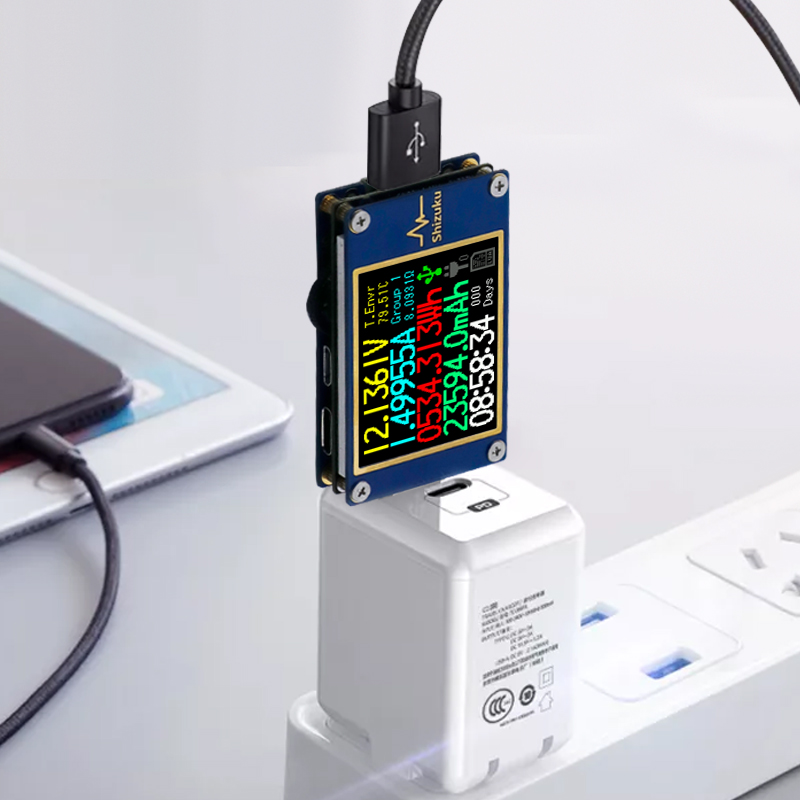USB测试仪电压电流表高精度快充数据线充电头检测仪PD诱骗器KT002