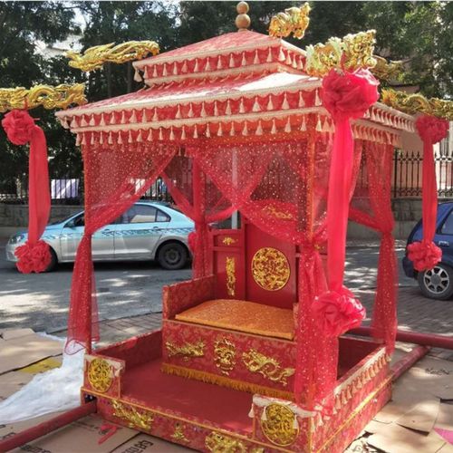 婚庆道具十六抬大花轿子中式婚礼八抬龙椅步辇汉唐凤撵銮驾镂空轿