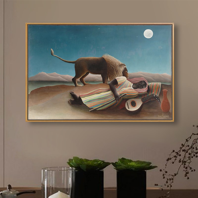 客厅装饰画卢梭沉睡的吉卜赛人欧式表现主义壁画玄关餐厅沙发挂画