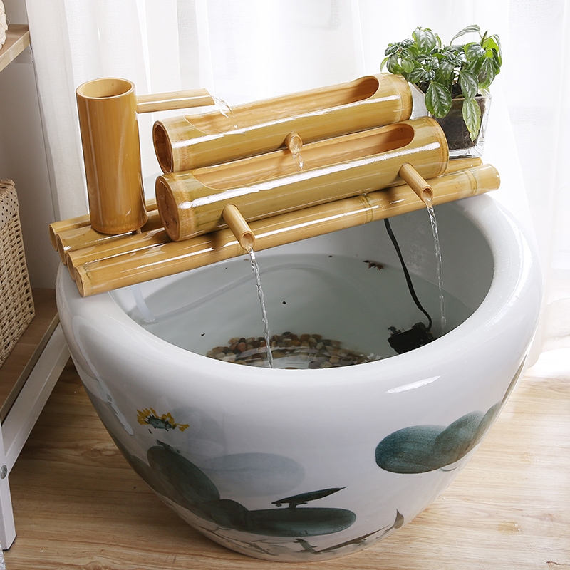 竹子流水 竹筒流水鱼缸石槽鱼池装饰摆件 竹子过滤器假山流水