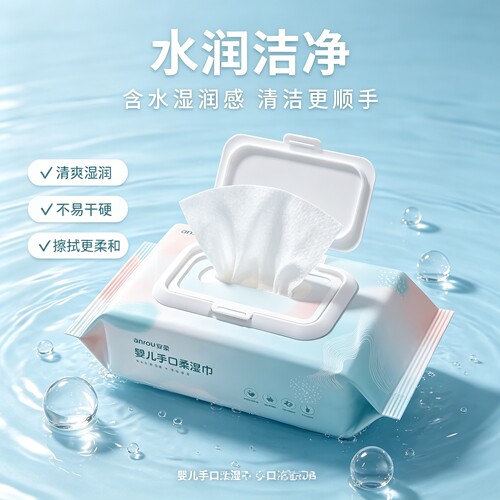 婴儿手口专用湿巾80抽大包家用