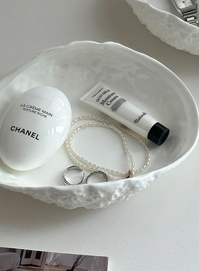 香薰托盘陶瓷贝壳白色韩系拍照道具餐盘杂物收纳玄关桌面装饰摆件