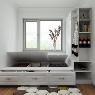 次卧靠窗榻榻米床衣柜一体1米5双人床收纳储物床1米2小户型单人床