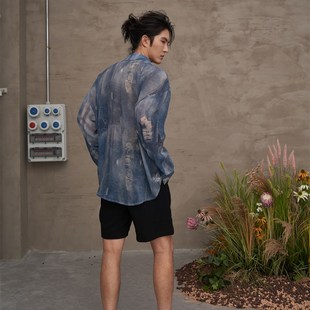 花村野羊轻纱复古风新趋势浪漫柔美轻盈薄透时尚牛仔衬衫休闲上衣