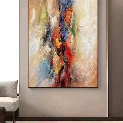 抽象肌理手绘油画玄关装饰画大芬村入户挂画酒店高档走廊过道挂画