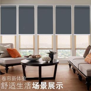 电动帘手拉升 定制工降IDD程广告卷办公室家用logo图案遮阳遮光式