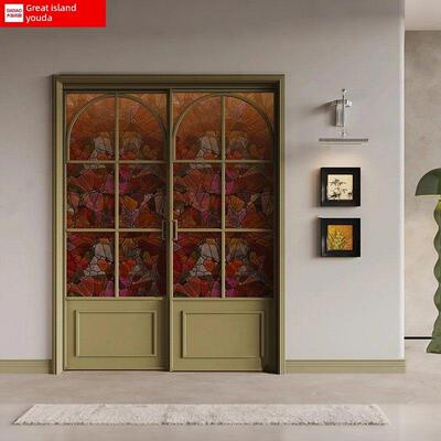 折叠门网红彩色书房阳台无轨玻璃门定制挂轨折叠滑动门房间隔断门