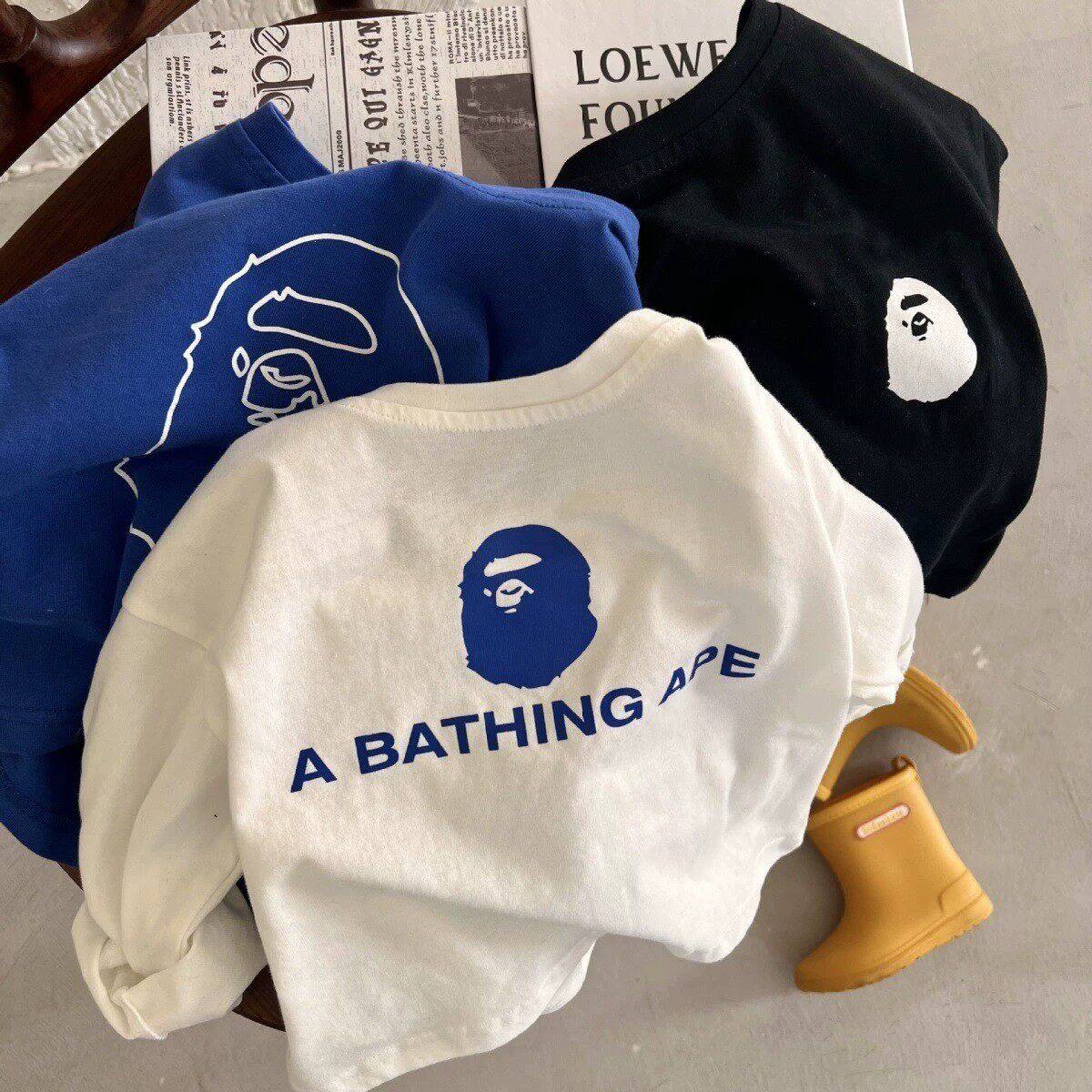 春秋儿童长袖T恤纯棉2026新款韩版宽松潮流洋气上衣男童白色打底