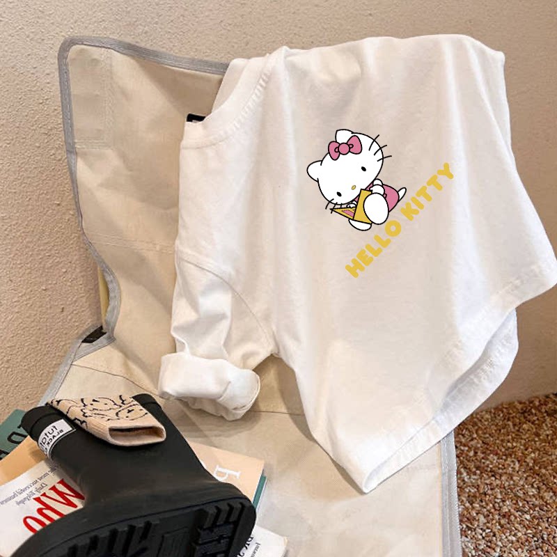 女童可爱HelloKitty印花t恤春秋款女宝甜美百搭打底长袖上衣儿童