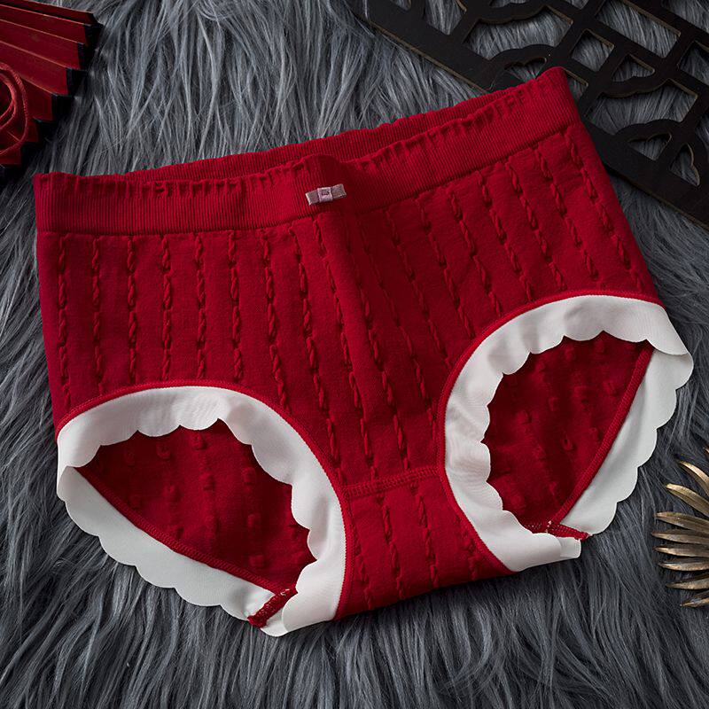 红色内裤女莫代尔无痕抗