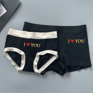 黑色一对可爱情侣装 一男一女甜蜜性感纯棉中腰浪漫套装 内裤 情侣款
