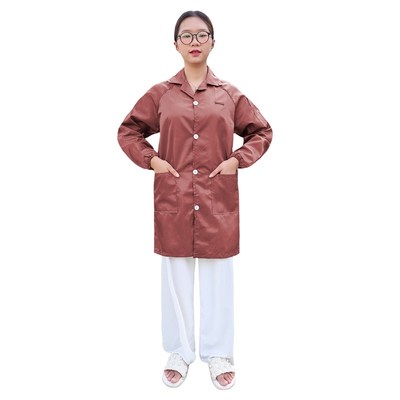 静电服网格咖啡色上衣富士康供应商工作服短款男女棕色静电衣大褂