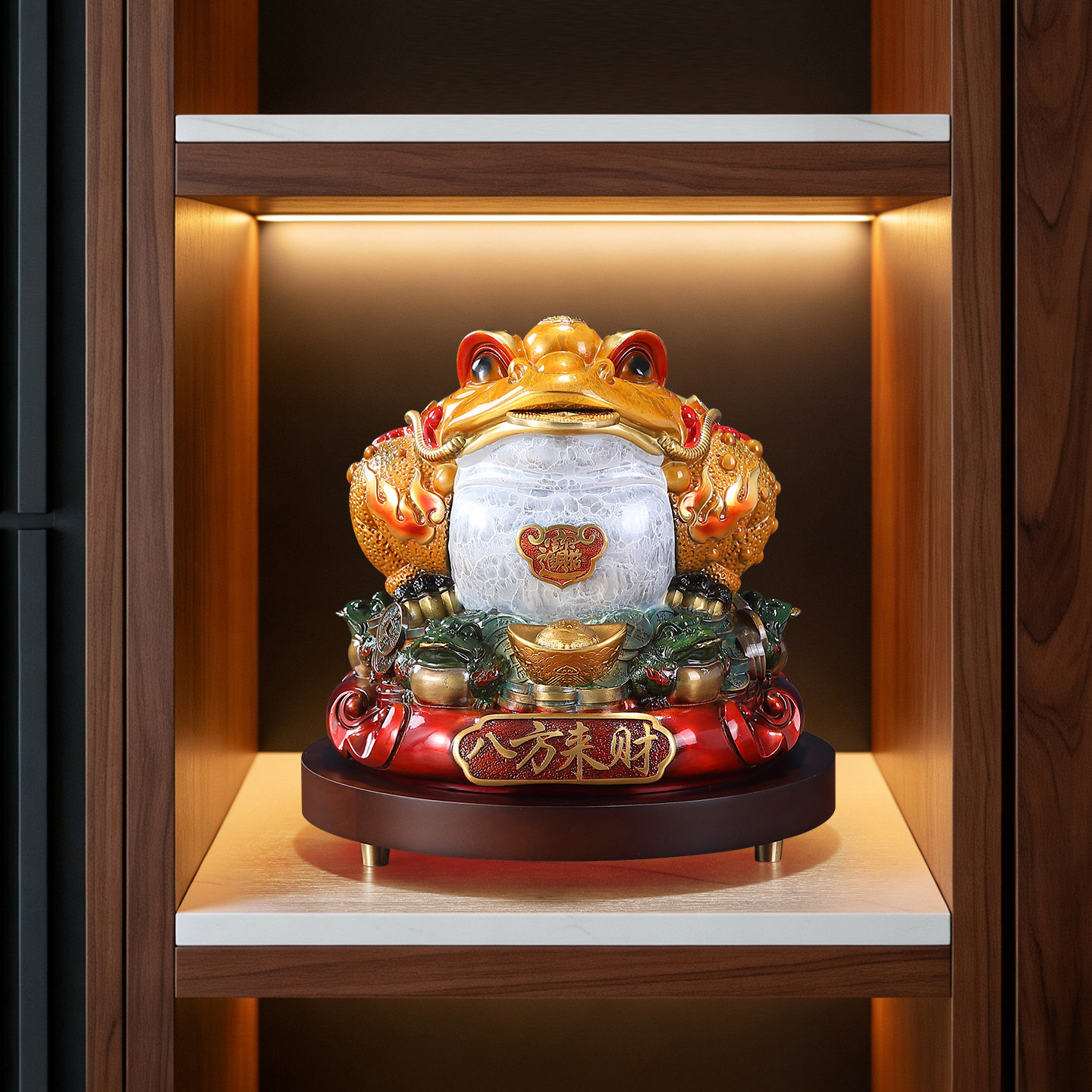 八方来财招财金蟾摆件铜三足蟾蜍店铺公司前台装饰品乔迁开业礼品