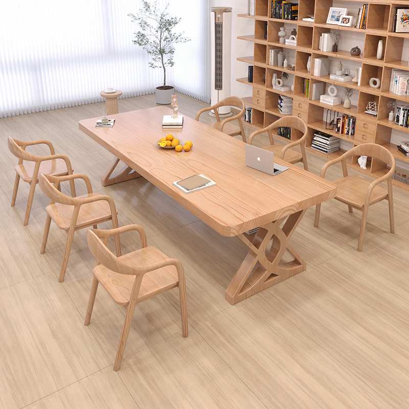 实木大板长书桌客厅休闲区双层学习桌书房书法桌绘画写字桌工作台