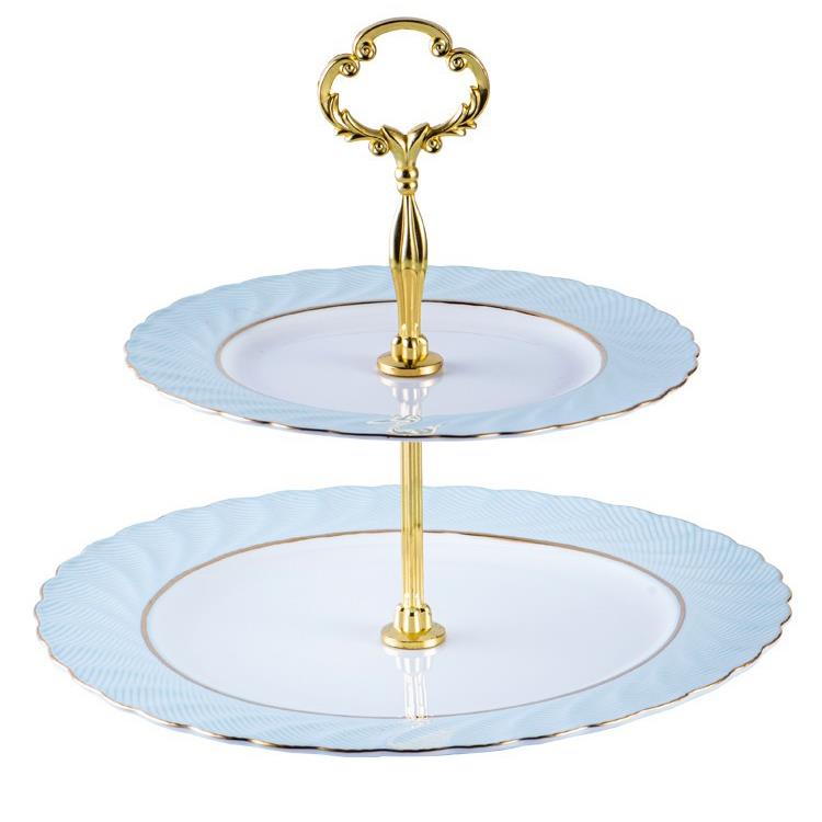 简约创意甜品台骨瓷下午茶点心架三层水果串盘干果陶瓷蛋糕盘子