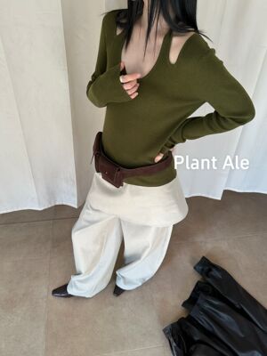 Plant Ale~春上新设计感针织衫女长袖假两件上衣