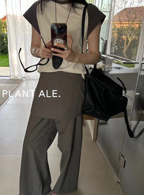 PLANT ALE~夏上新韩系简约百搭叠穿屁帘休闲设计感小众阔腿裤