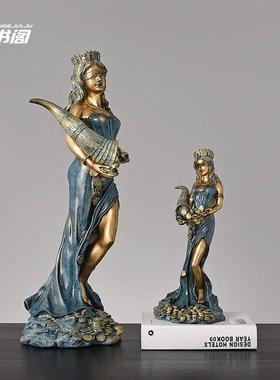 欧式财富女神开业礼品摆件办公室店铺开店送礼创意家居装饰品