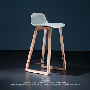 北欧实木酒吧椅子靠背吧台椅创意现代简约小户型咖啡厅高脚凳吧凳